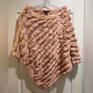 Bcbg rabbit fur poncho